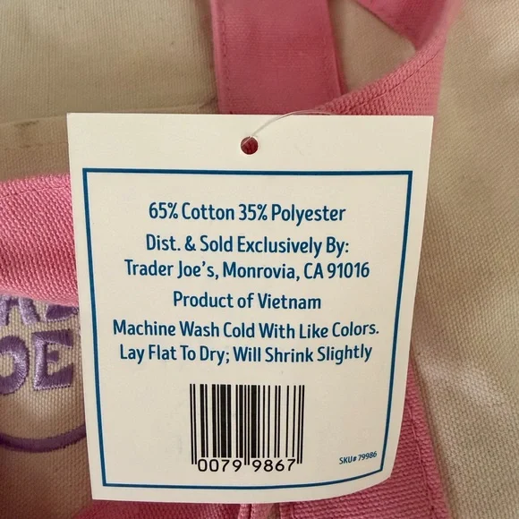 Spring Trader Joe's Mini Pastel Canvas Tote Bag - Pastel Pink - Picture 3 of 3